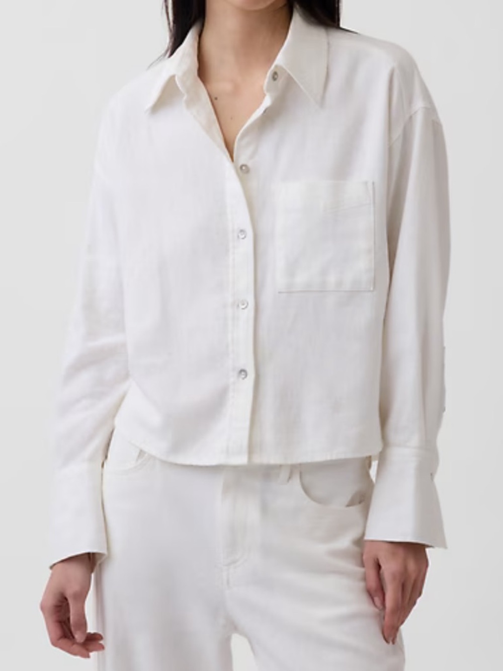 GAP Women's White Linen-Cotton Oversized Shirt